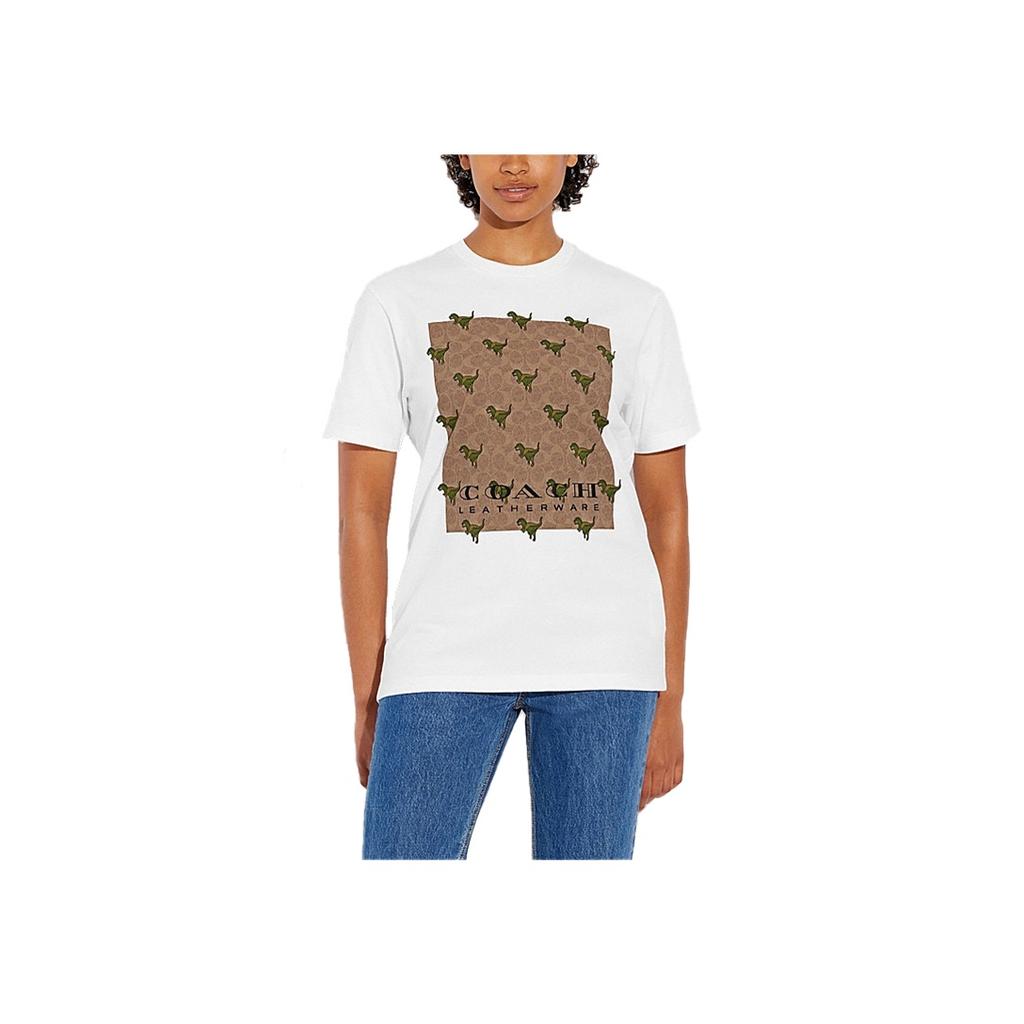 Coach Ewige Serie Dinosaurier-Print Rundhals Kurzarm T-Shirt Herren Oberteile Weiß CF607-WTKH