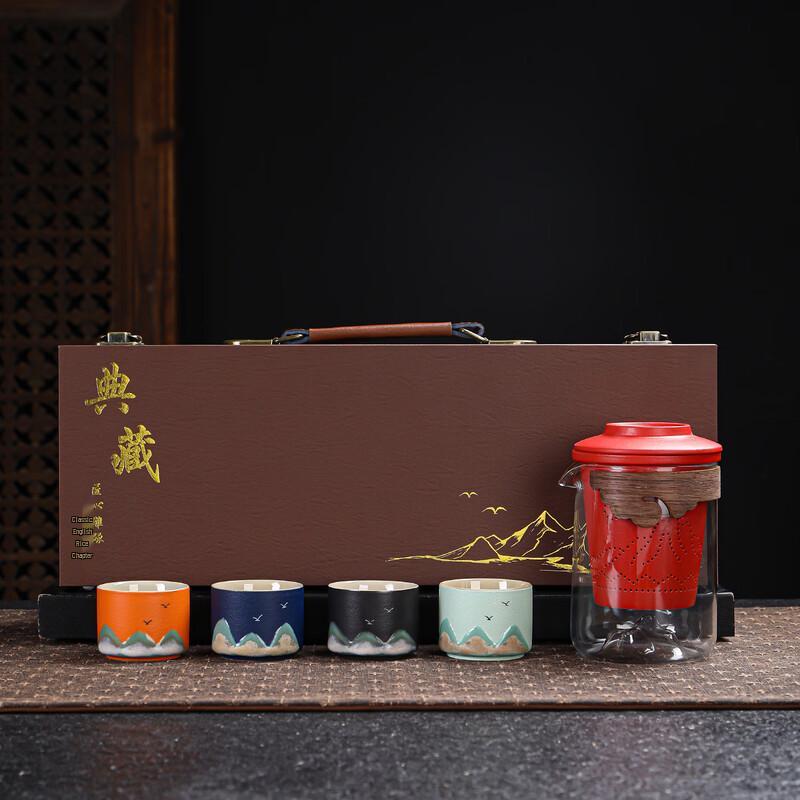 Lion Hunt Silver Travel Tea Set