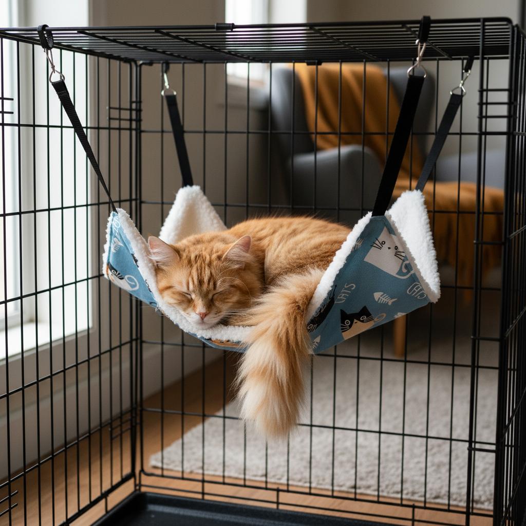 Cat Hammock for Pet Cage Durable Hanging Bed High Density Breathable Cat Rest Pad for Small Medium Cats Winter Warmer