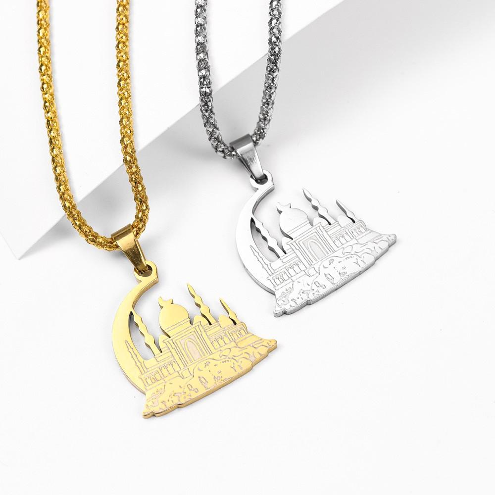 Mosque Crescent Stainless Steel Necklace