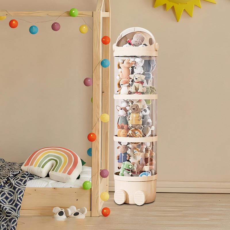 Transparent Plush Toy Storage Tube Large Capacity Doll Organizer Box Moisture-Proof Stuffed Animal Container for Kids Toy