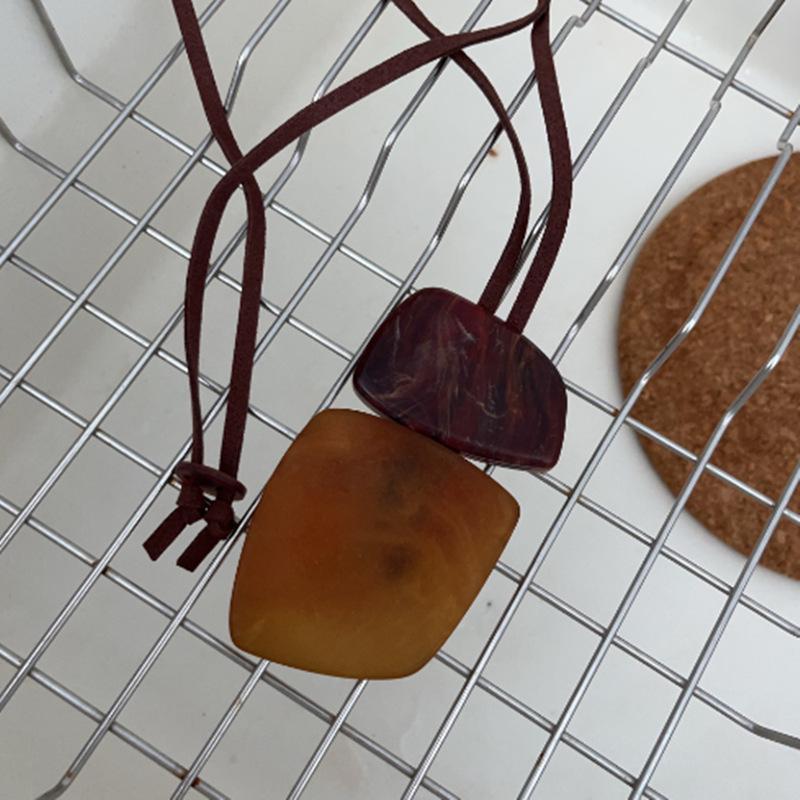 Maillard Croissant Irregular Square Pendant Bohemian Sweater Chain Necklace for Women