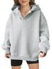 Real shot American women's fleece hooded sweater long sleeve solid color top loose women