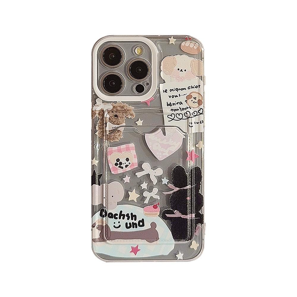 Cute Collage Style for Apple 15 Promax Mobile Phone Case for IPhone 17 Card Bag 16 Full Package 13 Korean Style