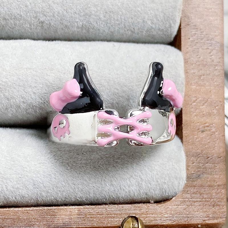 [Xinghai Secret Language] Starfish Enamel Dripping Oil Opening Ring Niche Light Luxury High-End Feeling Stacked With Zircon Ring Woman
