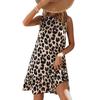 Summer Elegant Sleeveless Leopard Print Bodycon Tank Dress, Casual Street Style High Waist Slimming Dress for Women, European American Crossbody