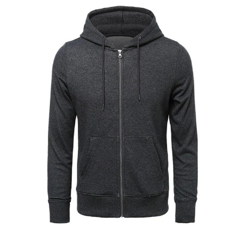 Autumn/Winter High Quality Fashion Zipper Hoodie Men's Solid Color Jacket High Street Zipper Hoodie Casual Loose Sportswear