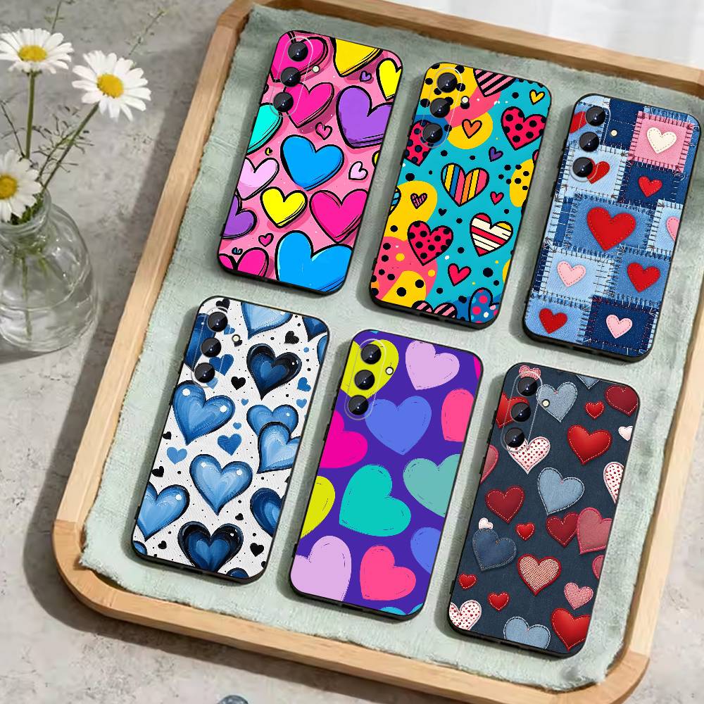 Y2K POP-Heart Phone Case For Samsung Galaxy A73,A21s,A22,A31,A52,A53,A71,A41Soft Black Shell