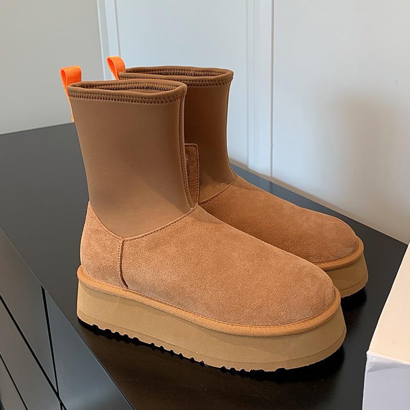 Damen-Schneestiefel mit dicker Sohle, Samt-verdickte Baumwollschuhe, Sangpo Village elastische Kurzstiefel, Herbst und Winter