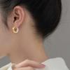 1Pair Ear Buckle Hoop Earrings Two-color Round Earrings Bicolor Earrings  Girl Women
