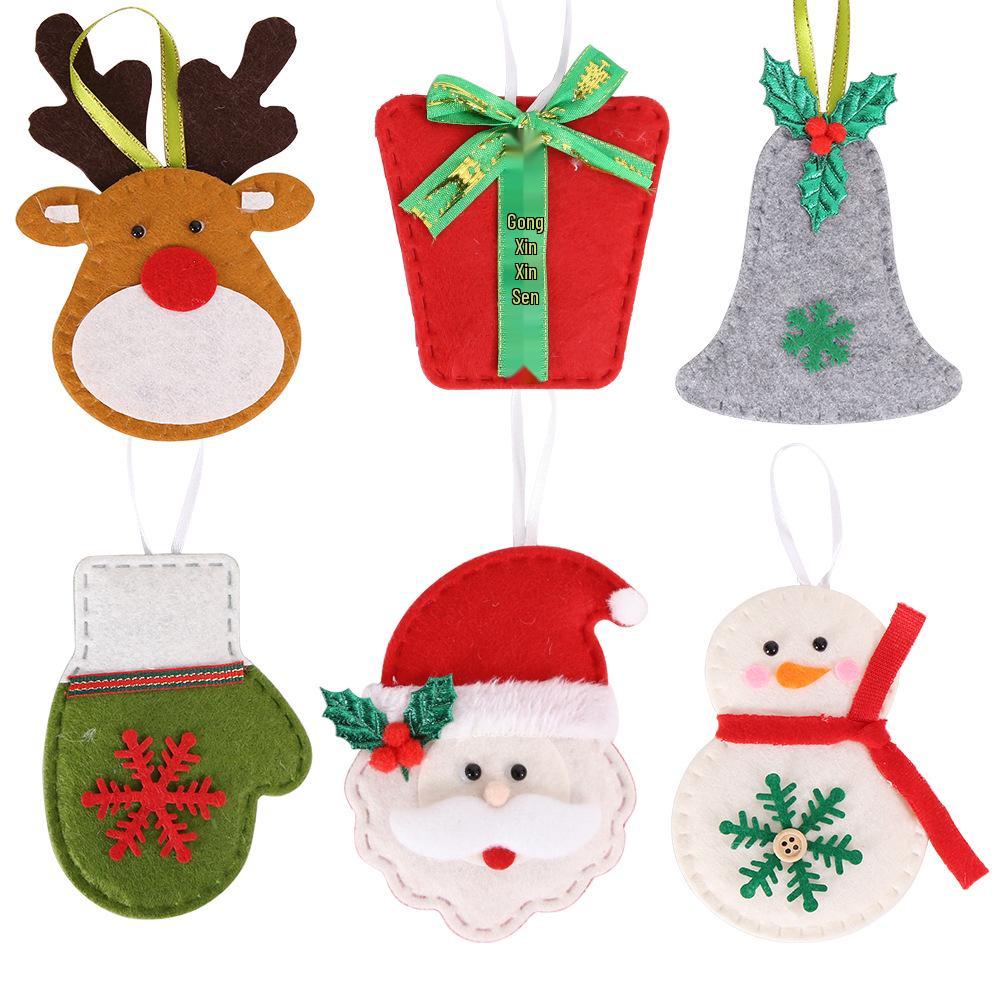 Non-Woven Christmas Tree Ornaments: Santa, Reindeer, Cane
