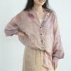 Johnature Women Vintage Shirts Tops Turn-down Collar Long Sleeve High Quality Blouses Spring Loose Shirts