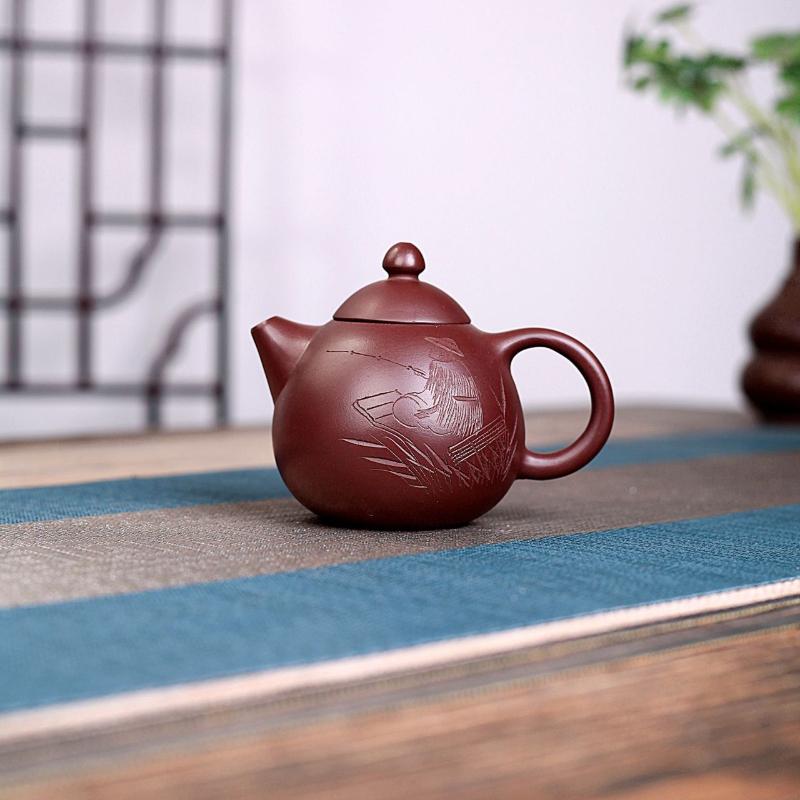 200ml Yixing Purple Clay Teapots Handmade Dragon Egg Pot Raw Ore Purple Zhu Mud Tea Brewing Kettle With Strainer Zisha Tea Set