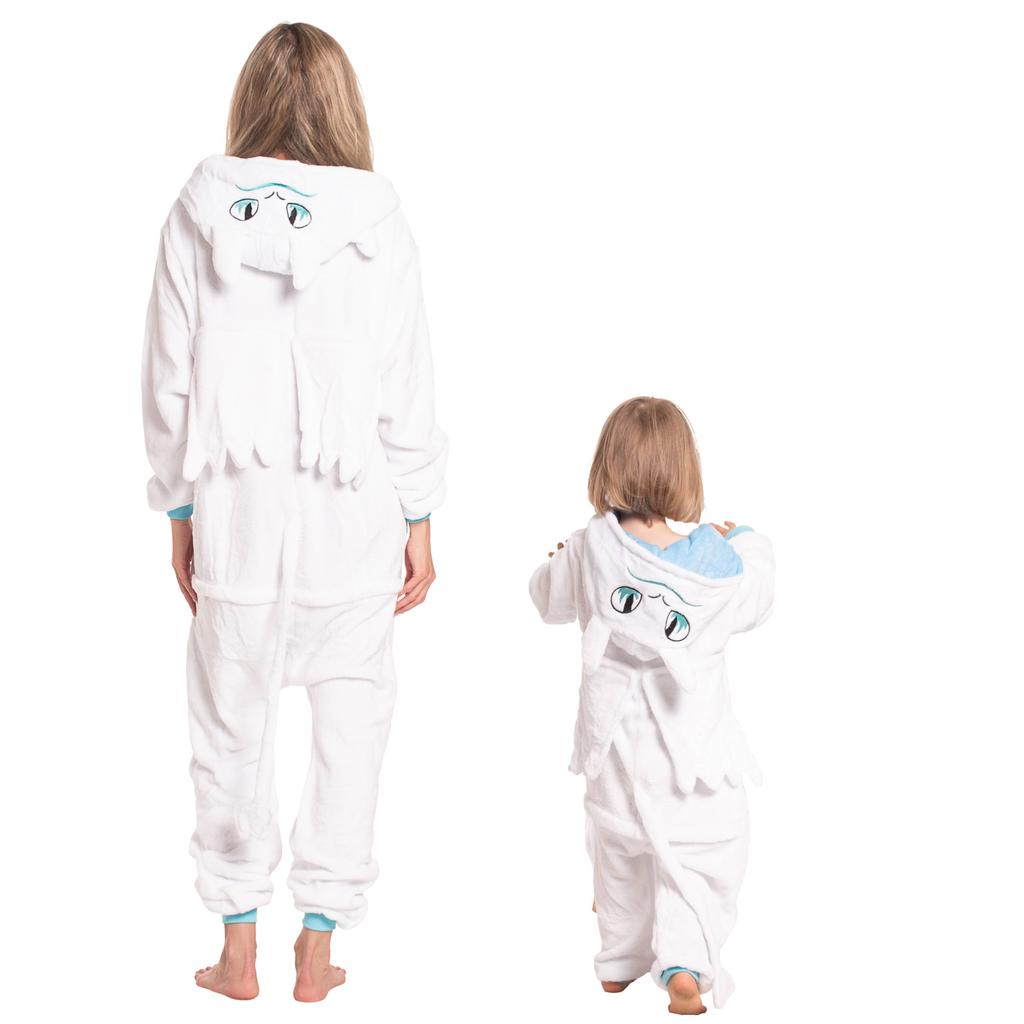 Kinderpyjama Kigurumi Onesie Kostüm Drache Ohnezahn Weiß 125-135