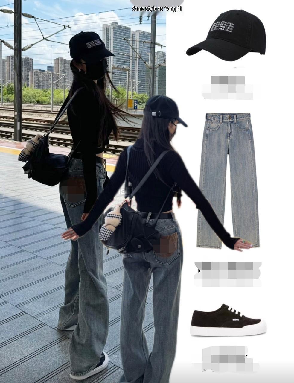 

Джинсы прямого кроя в стиле Ян Ми с лоскутным узором в стиле ретро - Женские облегающие стрейчевые брюки, Осень 25 Small