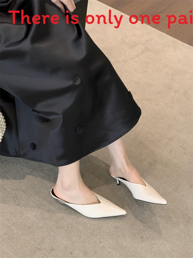 Pu Material Womens Elegant Pointed Toe Mid Heels For Office And Casual Outings
