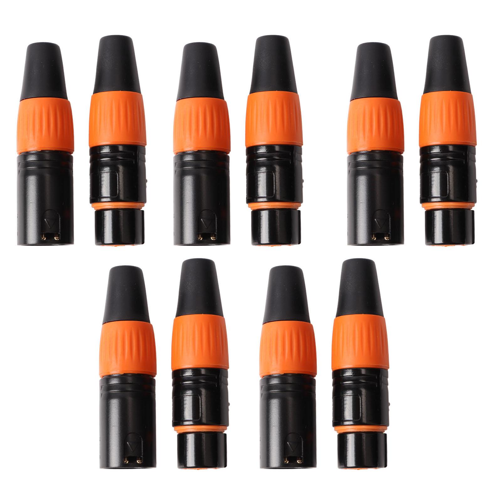 10Pcs XLR Balanced Adapter 3 Pin 5 Male 5 Female Gold Plated XLR Plug for Speakers Amplifiers Microphones