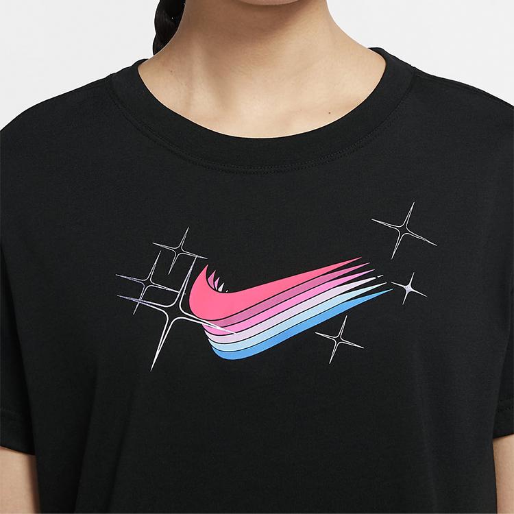 Nike Crop Tops Women's Black Crew Neck Moderate CW6714-010
