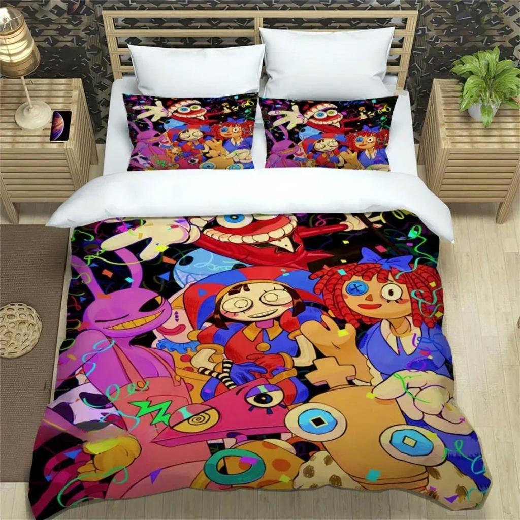3D Print Digital Circus Bedding Sets Anime The Amazing Digital Circus Duvet Cover Set For Boys Girls Twin Queen King Size