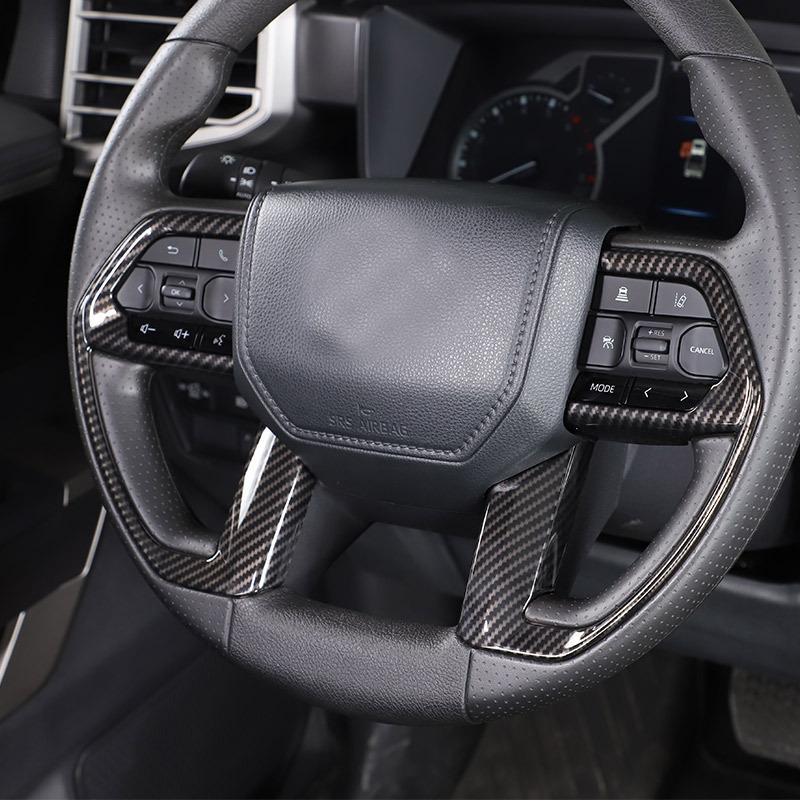 ABS Carbon fiber/Matte black Car Steering Wheel Button Decorative Frame Sticker For Toyota Tundra -2025 Car Accessories
