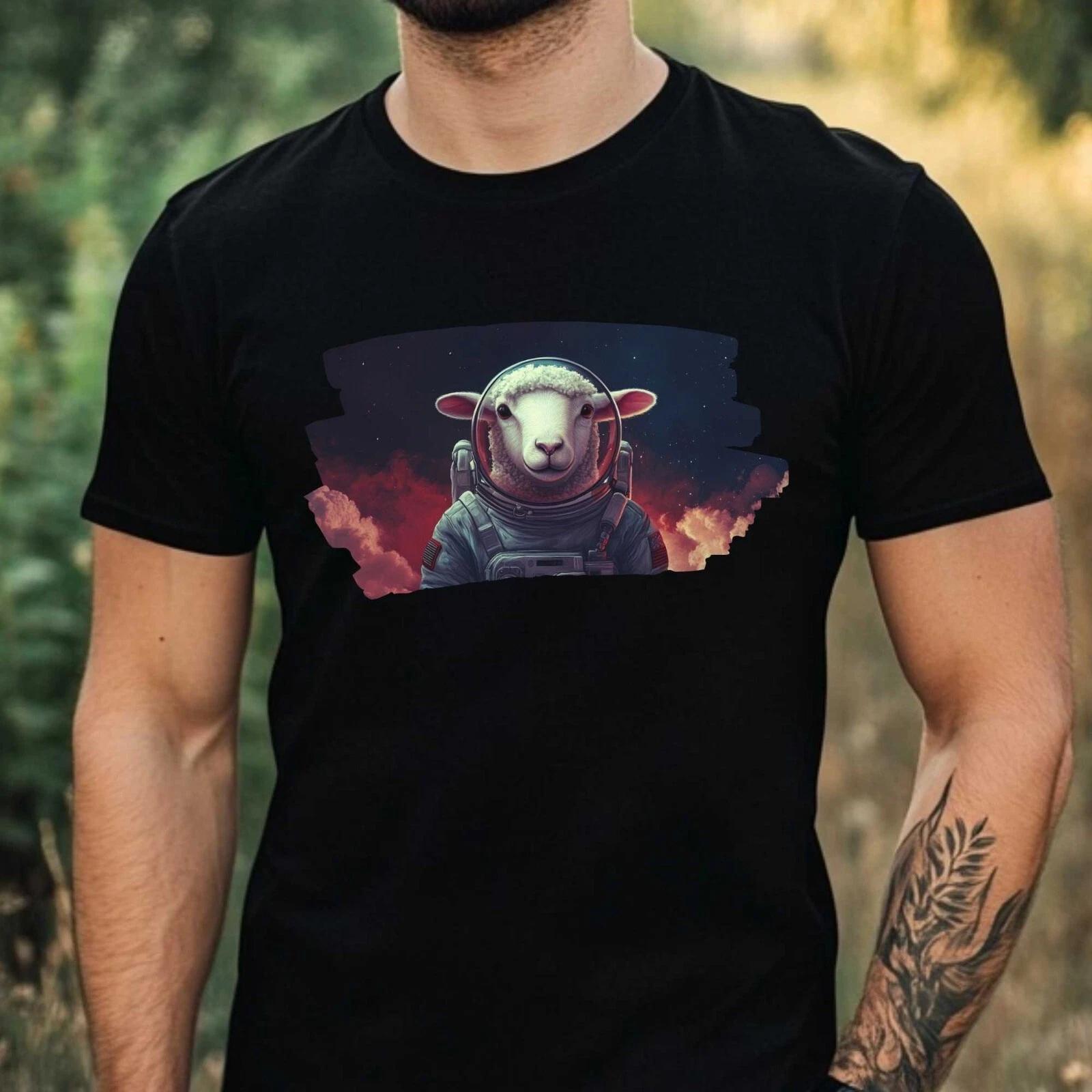 T-Shirt Herren Schaf als Astronaut Motiv Baumwolle Größe XS bis 5XL L