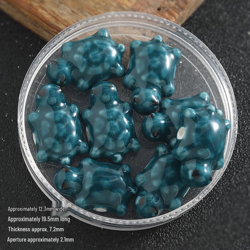 Colorful Handmade Beaded Bracelet Phone Chain with Hand-Painted Ceramic Turtle Beads Hand-painted Ceramic Turtle