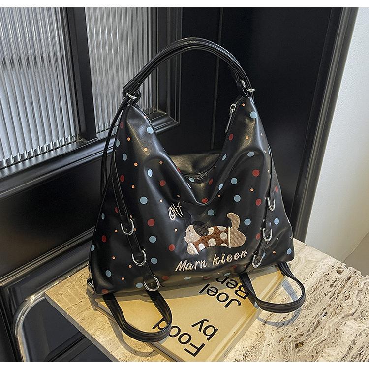 

Повседневная женская сумка-тоут большой вместимости 2024 года, сумка через плечо, три функции, легкий рюкзак чёрный