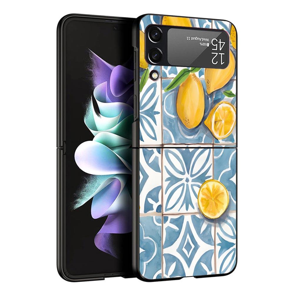 

Mediterranean Lemon Case For Samsung Galaxy Z Flip 7 6 5 4 3 z Flip7 Flip6 Flip5 Flip4 5G Phone Cover Flip3 Folding Coque Samsung Z Flip 7