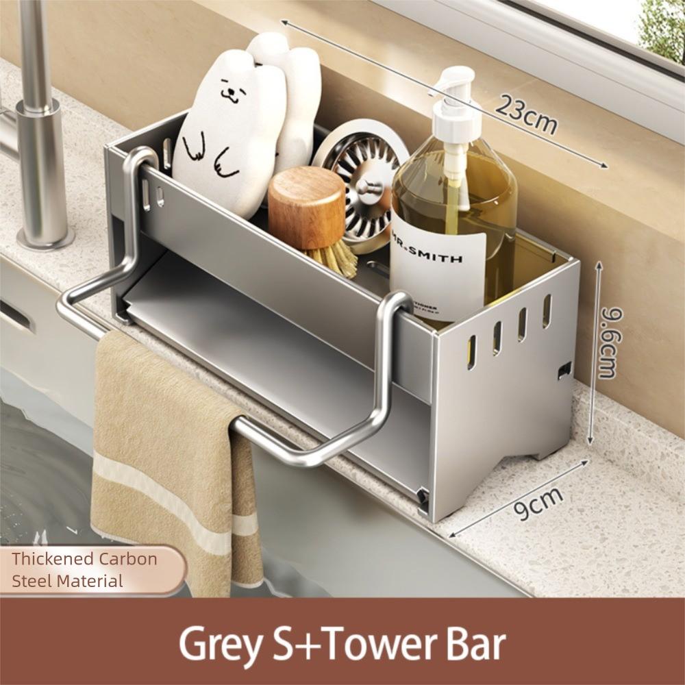 

Компактный органайзер для раковины Многофункциональный кухонный держатель для хранения на столешнице Для использования на кухне Grey S+Tower Bar