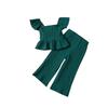 Girls' Bow Blouse Set - Doll Top & Solid Pants Outfit