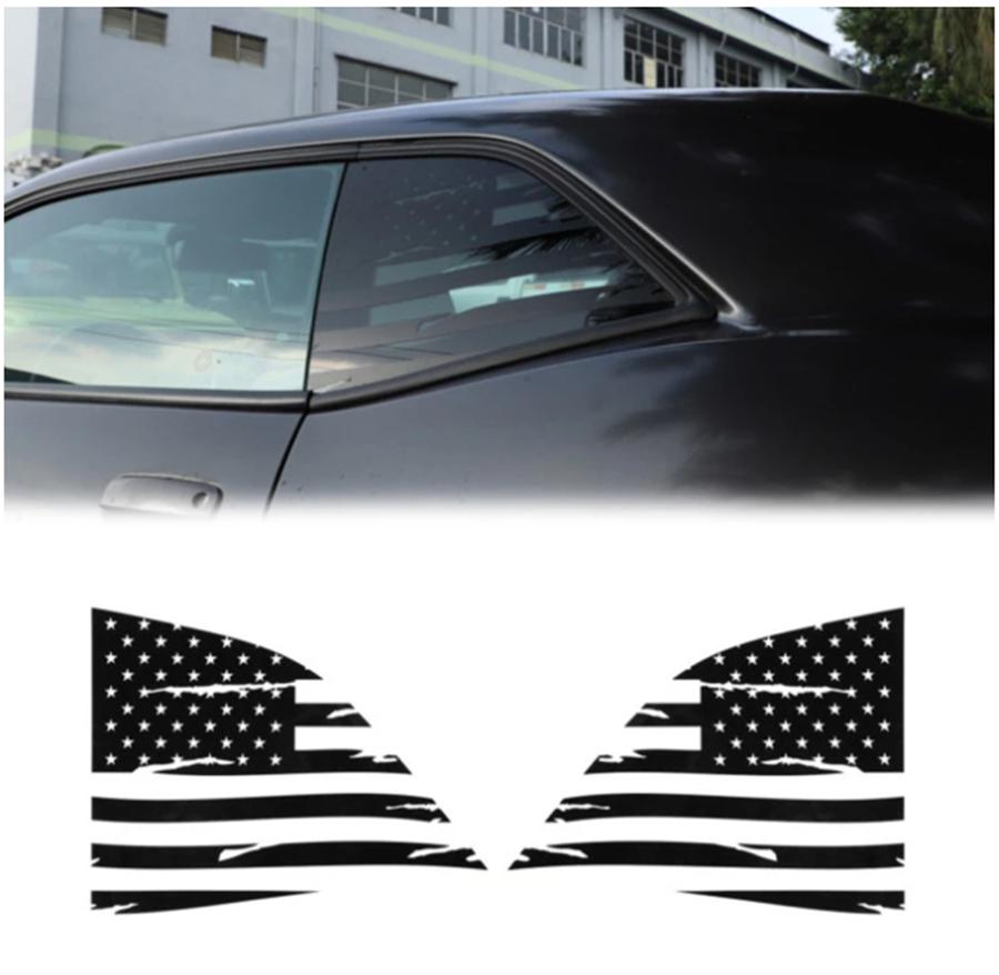 

Fits For Dodge Challenger 2008-2022 Distressed American Flag Window Decal Sticker