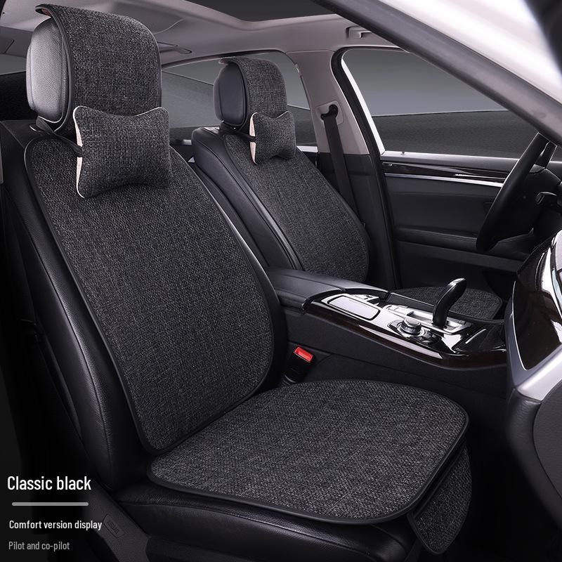 Comprehensive All-Season Linen Seat Cushion Set for Five-Seater Cars