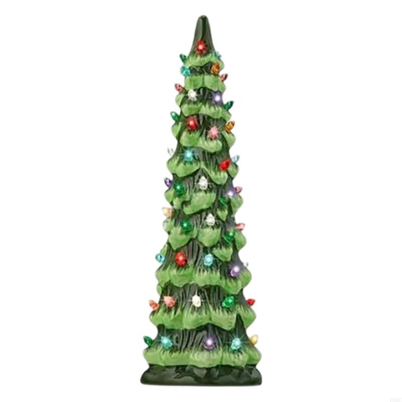 

Illuminated Christmas Tree Resin Statue Lighting up Miniature Christmas Tree Desk Decorations with Multicolor LED Light