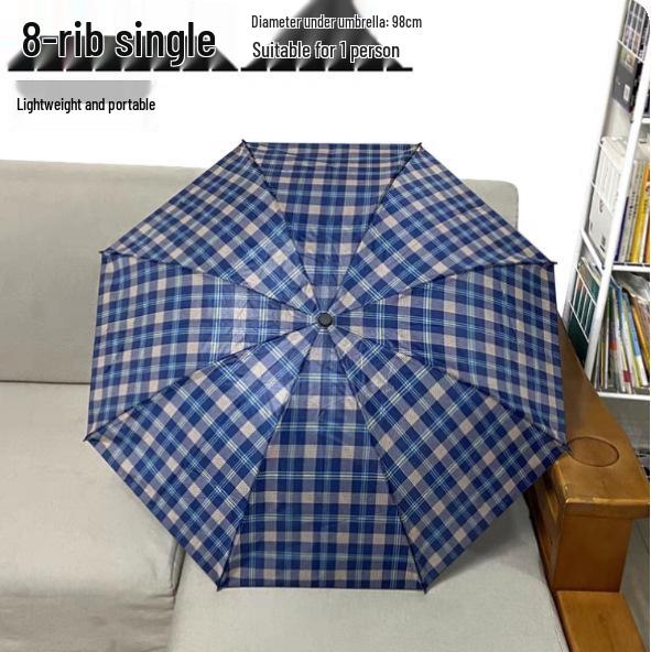 Extra Large Ten-Bone Water-Repellent Plaid Umbrella - British Style for Men & Women, Double/Triple Use