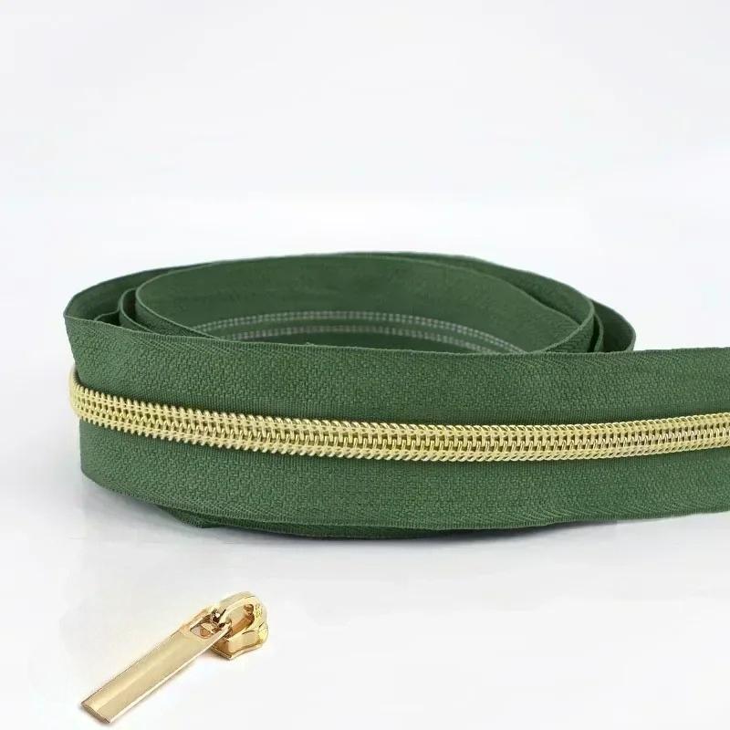 Cintas de Cremallera de Nylon #5 de 1/2/3/4/5 Metros con Deslizadores Cremalleras de Espiral Bolsa Cartera Bolsillo Tiradores de Cremallera Kit de Reparación de Cabezal Accesorios de Costura