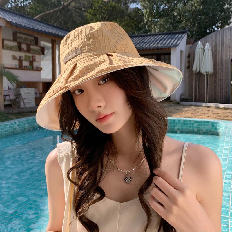 

Летняя шляпа женская модная с надписью клетчатая панама солнцезащитный козырек с большими полями складная ветрозащитная шляпа от солнца One Size