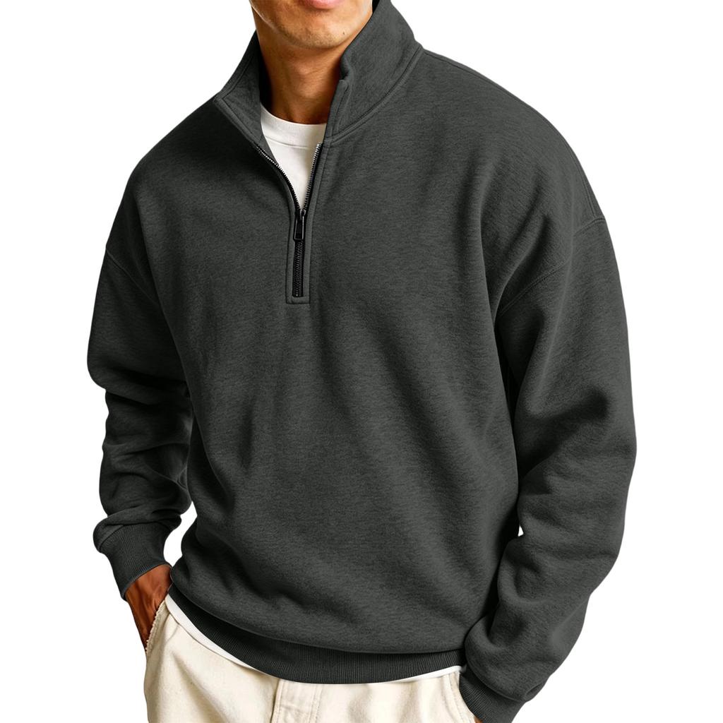 Men's Pullover with Collar Long Sleeve Casual Sweatshirt