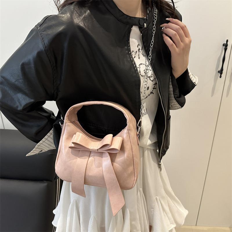 Schöne lässige süße Handtasche mit Schleife, Sommer, vielseitig, Kette, Schulter, Umhängetasche, Damen