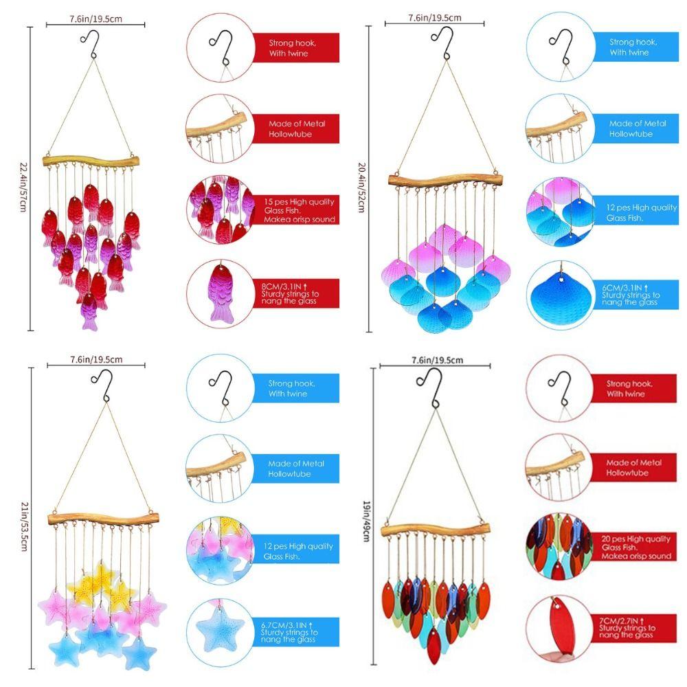 Creative Fish Shaped Wind Chime Shell Light Collection Pendant  Beach Parties