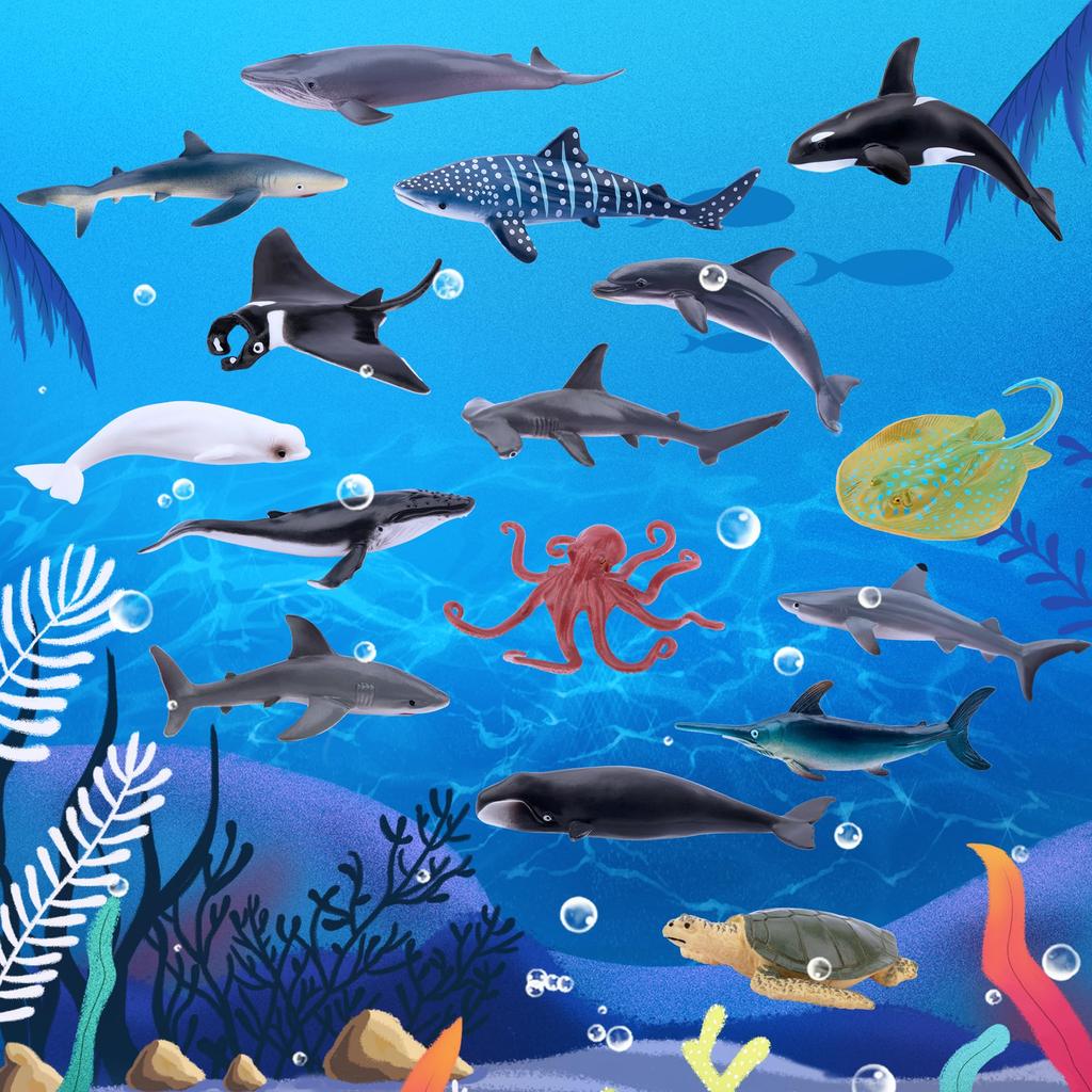 TOYMANY Marine Life Figure Miniature Marine Animal Realistic Animal Ocean Popular Birthday New Ages 6 and Up 24-Piece Set, Models, Models, Toys,
