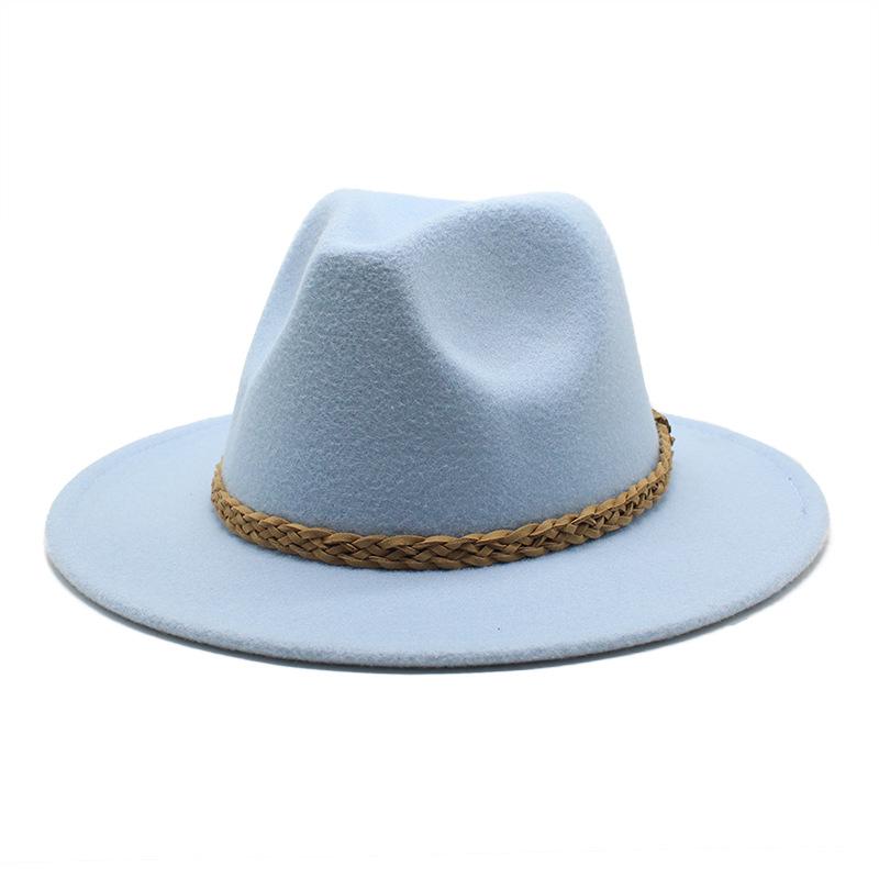 Woolen Jazz Hat Retro Classic Flat Hat Big Eaves Hat Top Hat Felt Hat