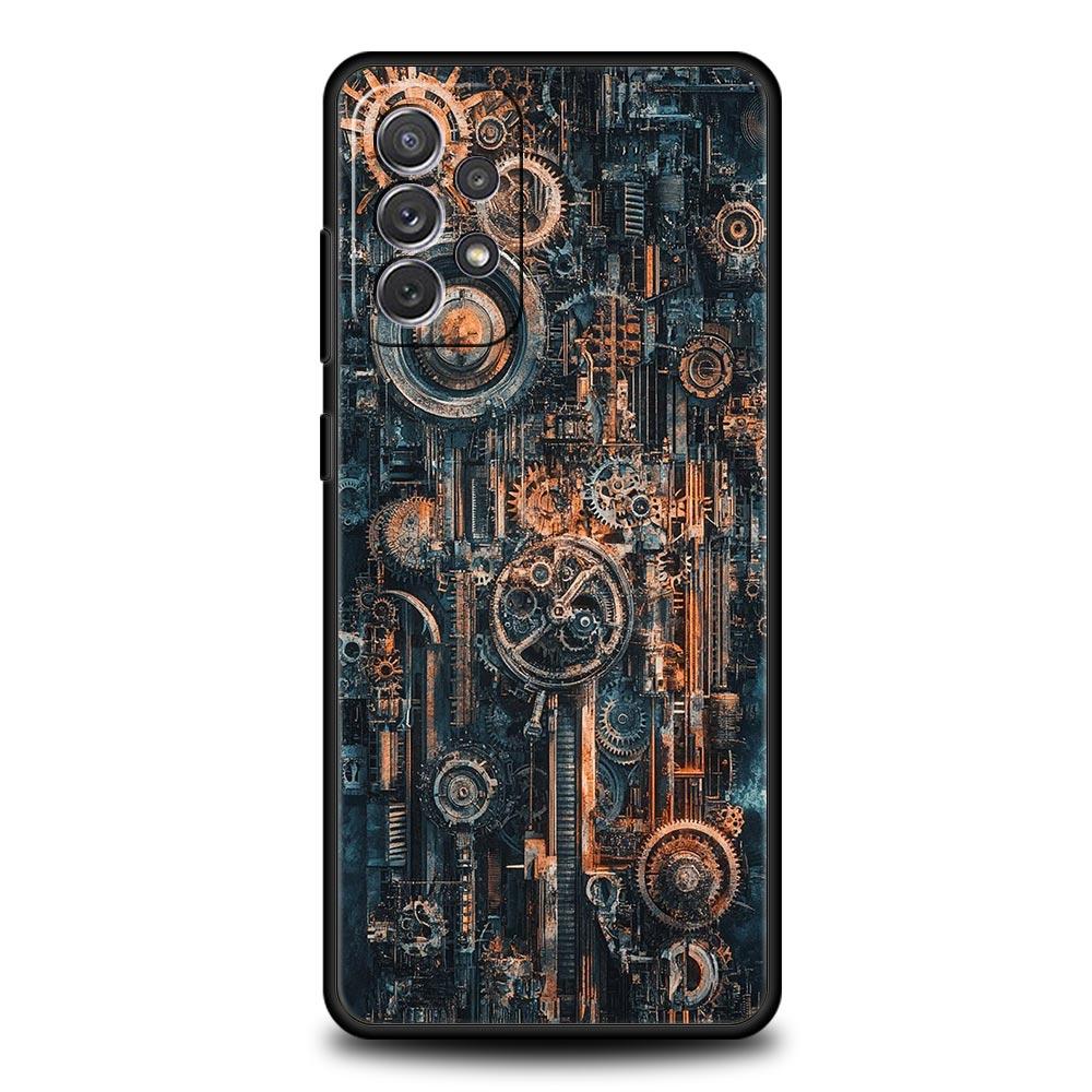 Mechanical Gear Pattern Phone Case for Samsung Galaxy A55 A35 A17 A07 A15 A13 A25 A51 A71 A72 A73 A32 A52 A52S A41 5G Soft TPU