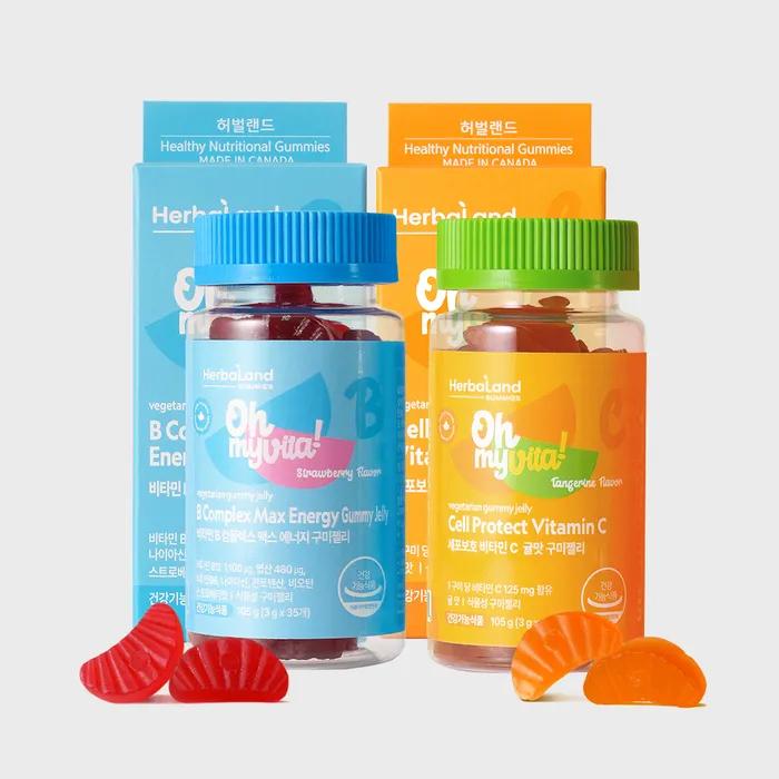 

Vitamin B Complex + Cell Protection Vitamin C Tangerine Flavored Gummy Jelly 2 Types 1 Bottle Each