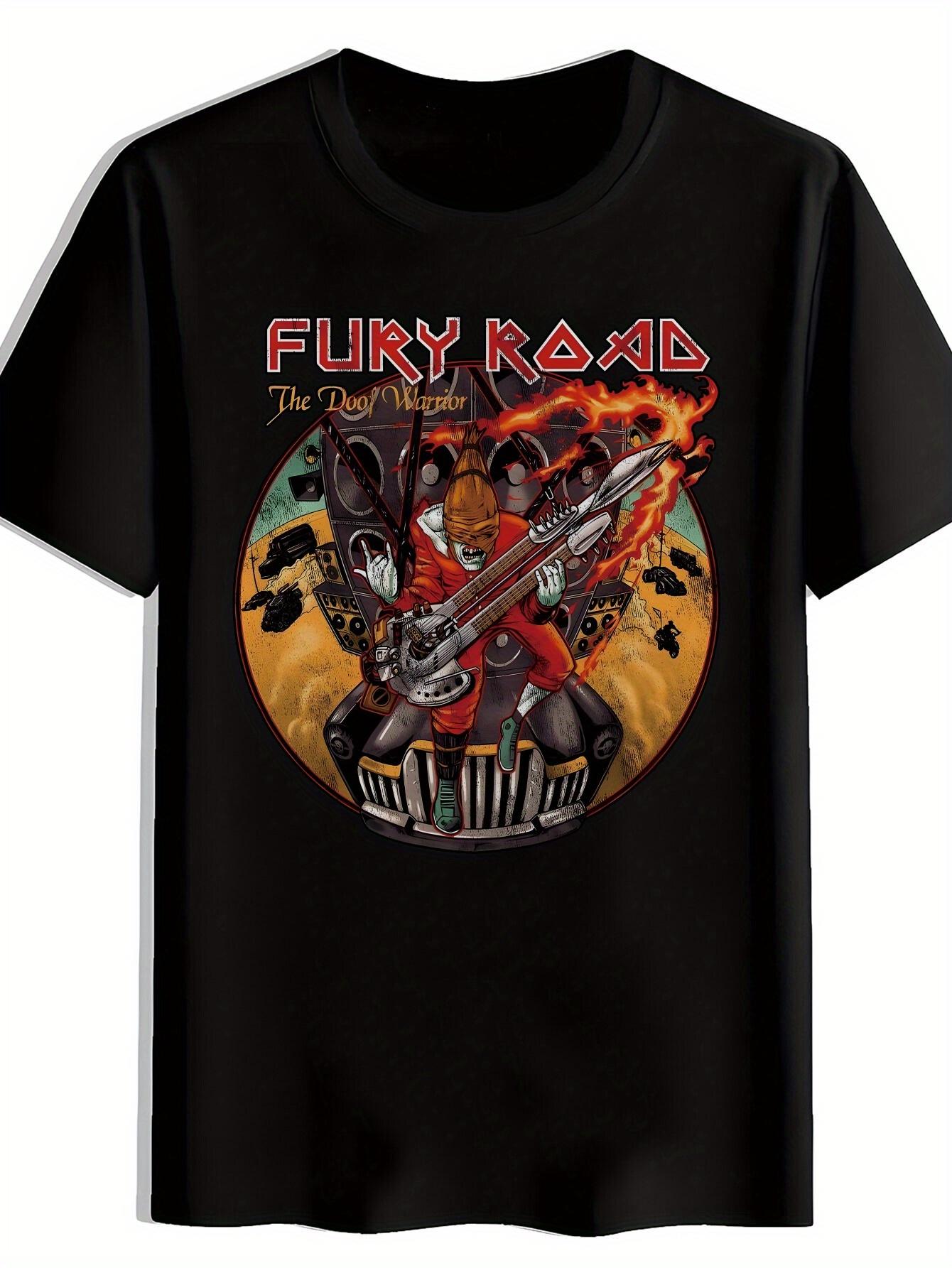 Retro Rock Band Graphic T-shirt -  Fury Kaxd  Band Design with Guitarist & Flames XXXXL