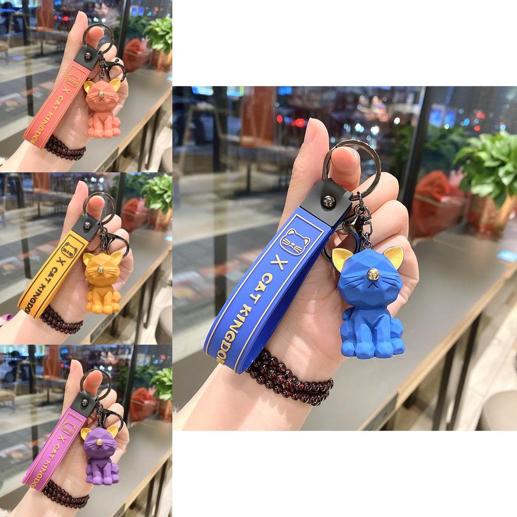 Adorable Cartoon Cat Silicone Keychain Cute Doll Accessory For Gifts And Bags