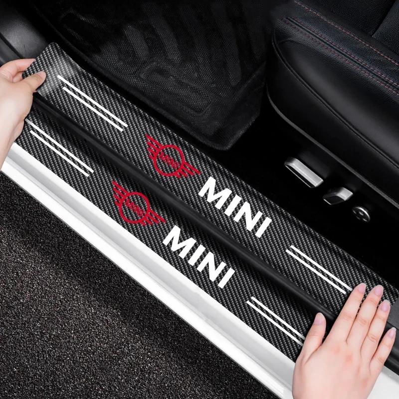 4PCS Carbon Fiber Car Sticker Auto Door Threshold Waterproof Stickers For MINI Cooper JCW WORKS R55 R56 F55 F56 R57 R58 R59 R60 Ksgbw33