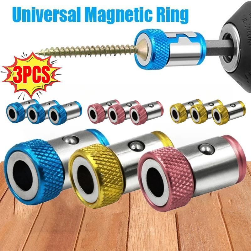 3Pcs Magnetic Bit Holder Alloy Electric Magnetic Ring Screwdriver Bit Strong Non-slip Magnet Ring for Phillip Bit Magnetizer
