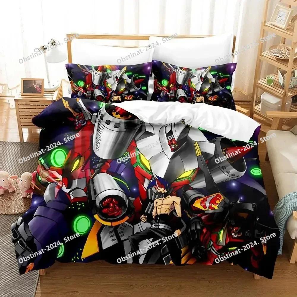 Tengen Toppa Gurren Lagann Bedding Set Single Twin Printed With Pillowcase Duvet Cover Soft Single Double Queen Super King Size