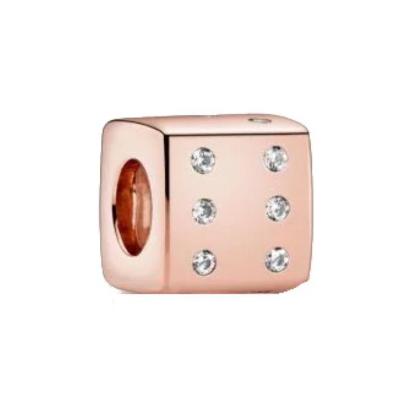 Copper Rose Gold Hollow Flower Leaf Love Dice Gift Box Diy Charm Beads Fit For Bracelets Necklaces Women'S Boutique Jewelry