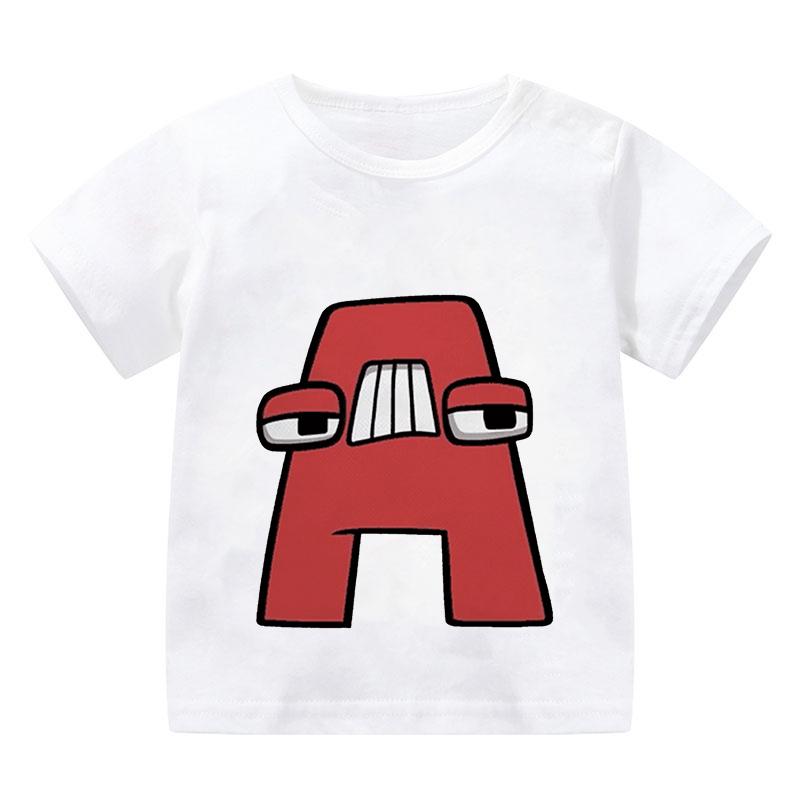 New Alphabet Lore T Shirt Print Cartoon Casual Summer Children Short-sleeved Anime T-shirt Kids Clothes Boy Game Series T Shirt